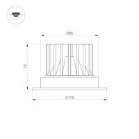 Встраиваемый светильник Arlight MS-ATLAS-TRIMLESS-R70-12W Warm3000 (BK, 32deg, 230V) 036105