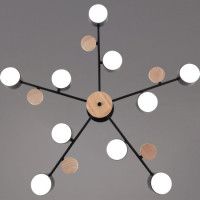 Люстра на штанге Reluce 03758-0.3-10 BK+WOOD GX53