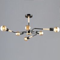 Люстра на штанге Reluce 10070-0.3-06 BK+WOOD