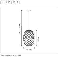 Подвесной светильник Lucide WOLFRAM 21417/32/30