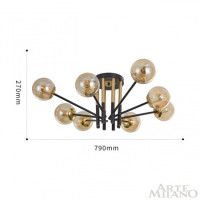Потолочная люстра Arte Milano Neapolis 273708/8 BK/GD