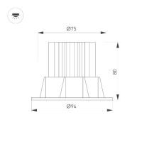 Встраиваемый светильник Arlight MS-ATOLL-BUILT-TURN-R94-10W Warm3000 (BK, 60 deg, 230V) 041574