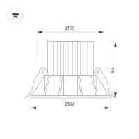 Встраиваемый светильник Arlight MS-FOGGY-BUILT-R86-10W Warm3000 (BK, 36 deg, 230V) 044628