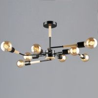 Люстра на штанге Reluce 10070-0.3-08 BK+WOOD