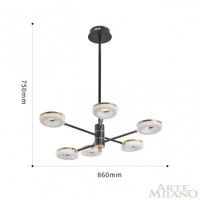 Люстра на штанге Arte Milano Ferrara 276699/6 BK/GD