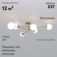 Потолочная люстра Eurosvet Netz 30181/6 латунь Smart a062217