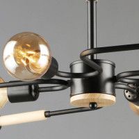 Люстра на штанге Reluce 10070-0.3-08 BK+WOOD