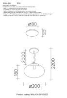 Подвесной светильник Crystal Lux MALAGA SP1 D200 GOLD