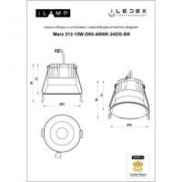 Встраиваемый светильник Iledex Technical Mars DIM 212-12W-D95-4000K-24DG-BK