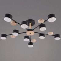 Люстра на штанге Reluce 03758-0.3-10 BK+WOOD GX53